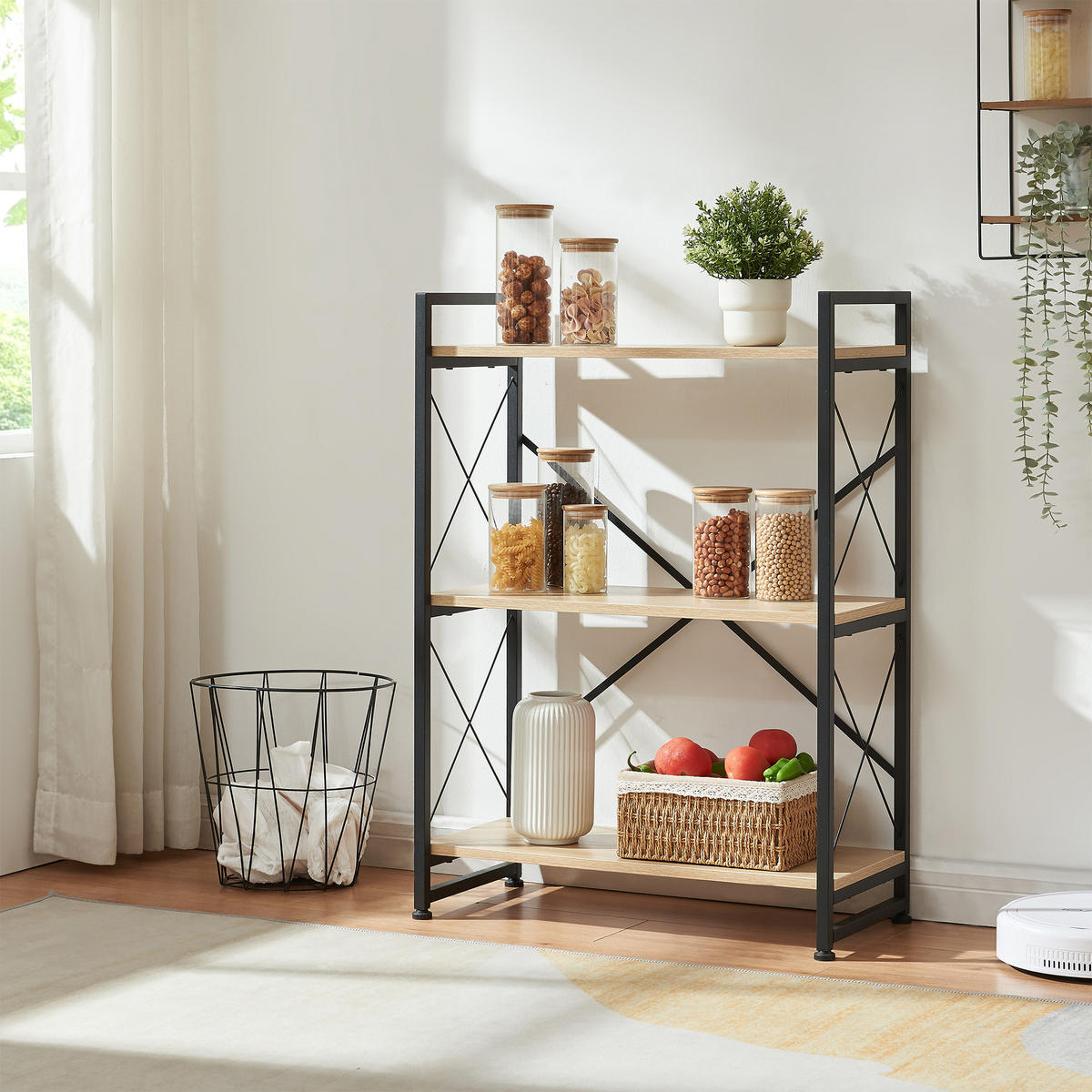 STANDREAGL Skørping - Eichefarben/Schwarz, Holzwerkstoff/Metall (65/90/30cm) - [en.casa]