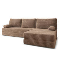 ECKSOFA ANKO modulares Boneless Sofa mit Schlaffunktion Beige Kordstoff - Beige, Textil (270/160cm) - MASSENO