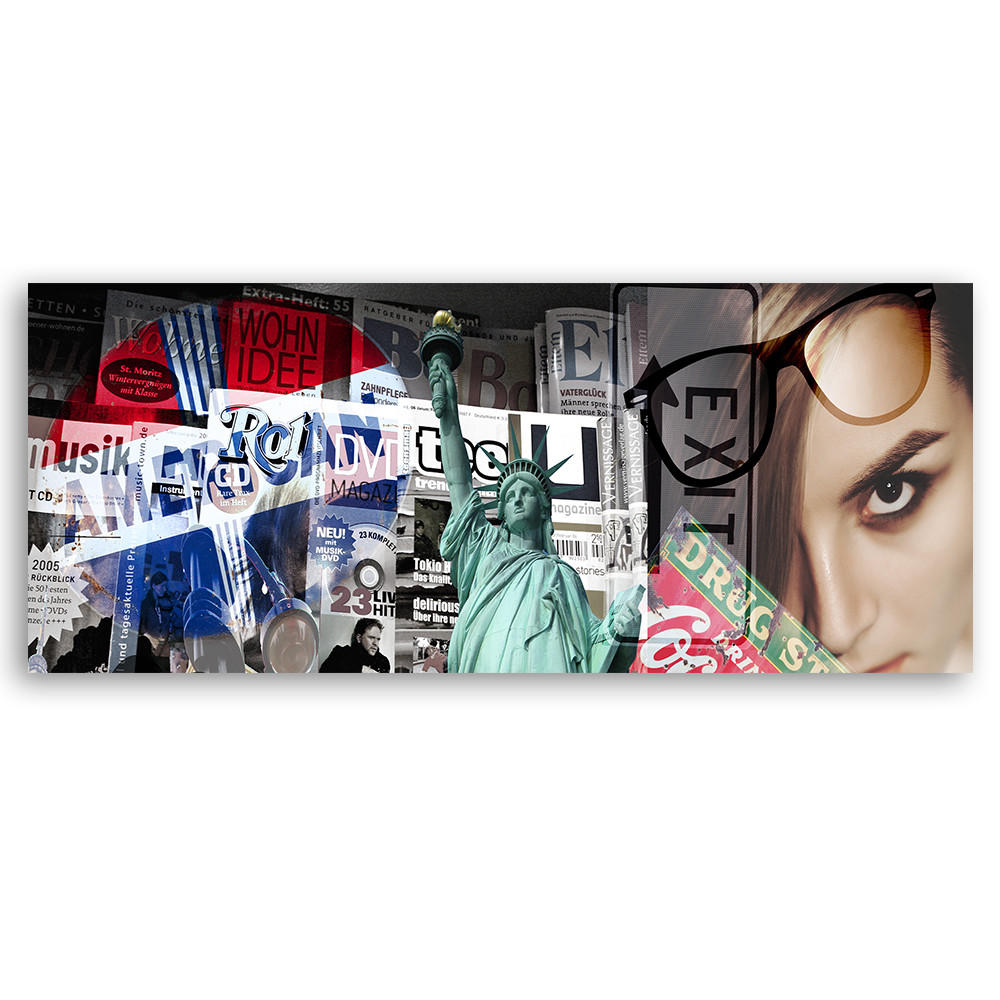 WANDBILD collage new york - Multicolor, Textil (90/30cm) - Feeby