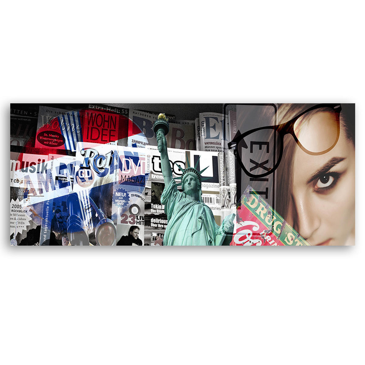 WANDBILD collage new york - Multicolor, Textil (90/30cm) - Feeby