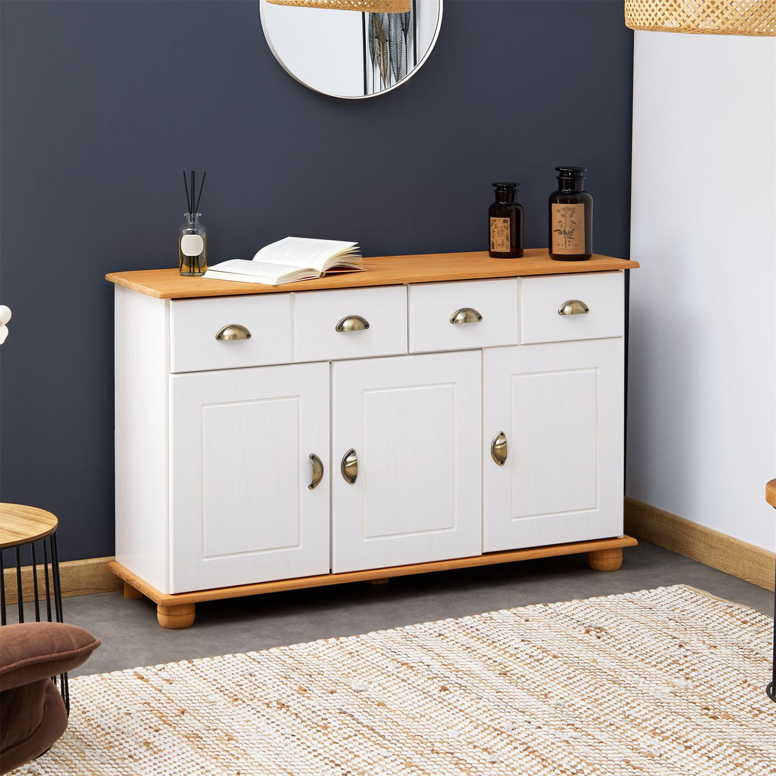 SIDEBOARD COLMAR - Weiß/Braun, Holz (116/74/35cm) - IDIMEX