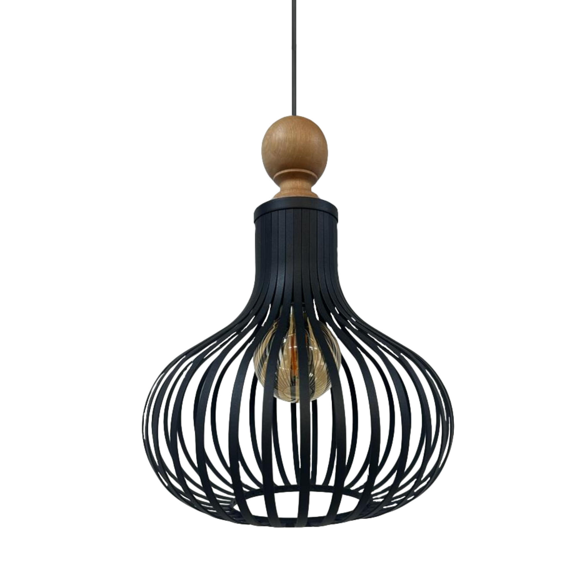 PENDELLEUCHTE Pear 30/35 cm - Schwarz, Holz/Metall (35/30/35cm) - Bamyum