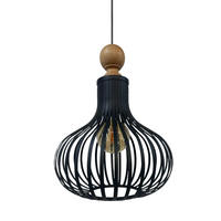 PENDELLEUCHTE Pear 30/35 cm - Schwarz, Holz/Metall (35/30/35cm) - Bamyum