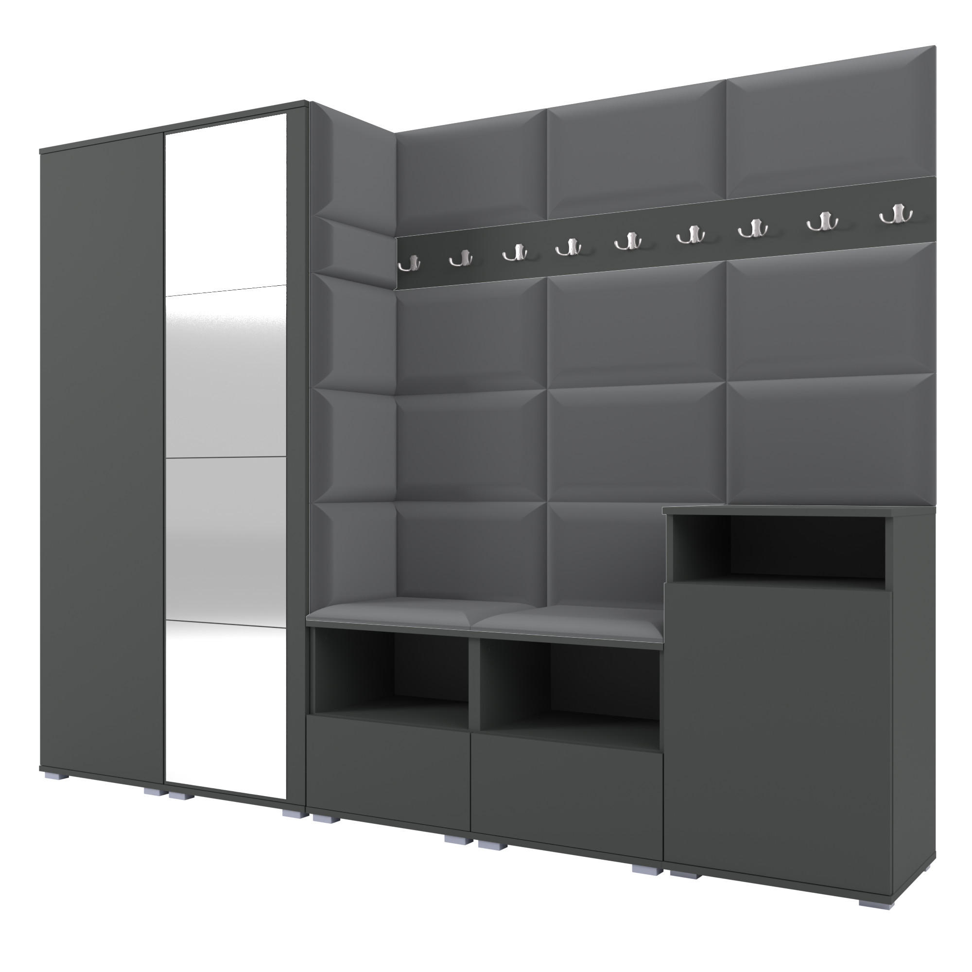 Ravio Garderobe Graphit, Dunkelgrau 250x187x40 cm