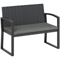 GARTENBANK 2-Sitzer DE-13681 mit Polsterkissen Grau & Schwarz - Grau, Kunststoff/Metall (103/78/58cm) - ComfortXL