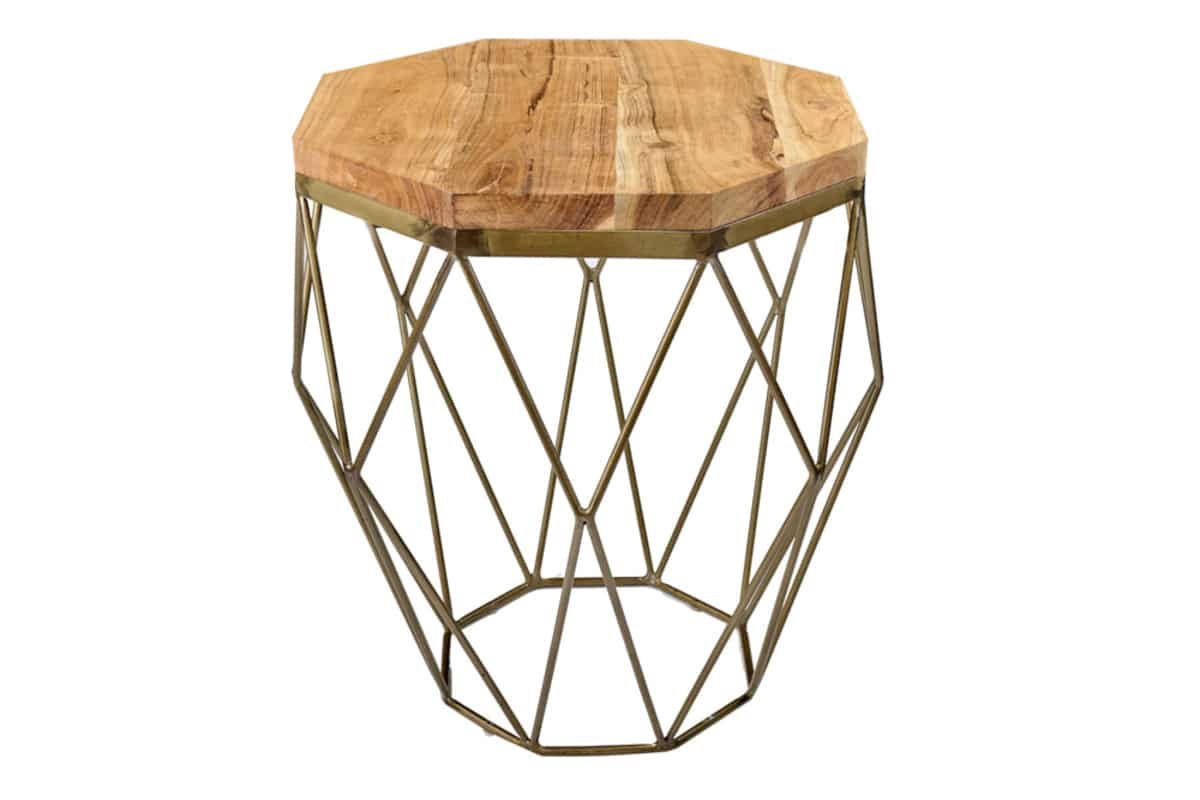 BEISTELLTISCH DIAMOND Akazie Natur 50cm - Braun/Kupferfarben, Holz/Metall (50/50/50cm) - riess-ambiente