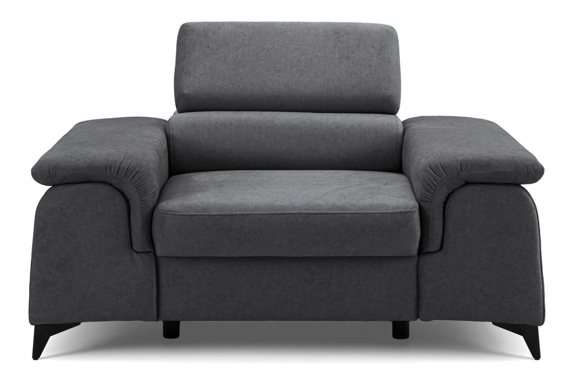 SESSEL PLAZA mit verstellbare Kopfstütze Velours Dunkelgrau - Dunkelgrau/Schwarz, Holz/Textil (130/95/100cm) - Muffo