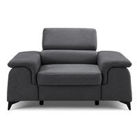 SESSEL PLAZA mit verstellbare Kopfstütze Velours Dunkelgrau - Dunkelgrau/Schwarz, Holz/Textil (130/95/100cm) - Muffo