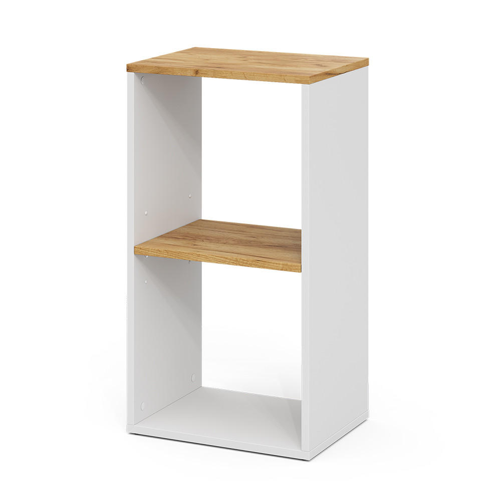 BÜCHERREGAL Tomy Weiß/Goldkraft Eiche 40 x 74 cm mit 2 offenen Fächern - Honigeiche/Weiß, Holzwerkstoff (40/74/30cm) - Vicco