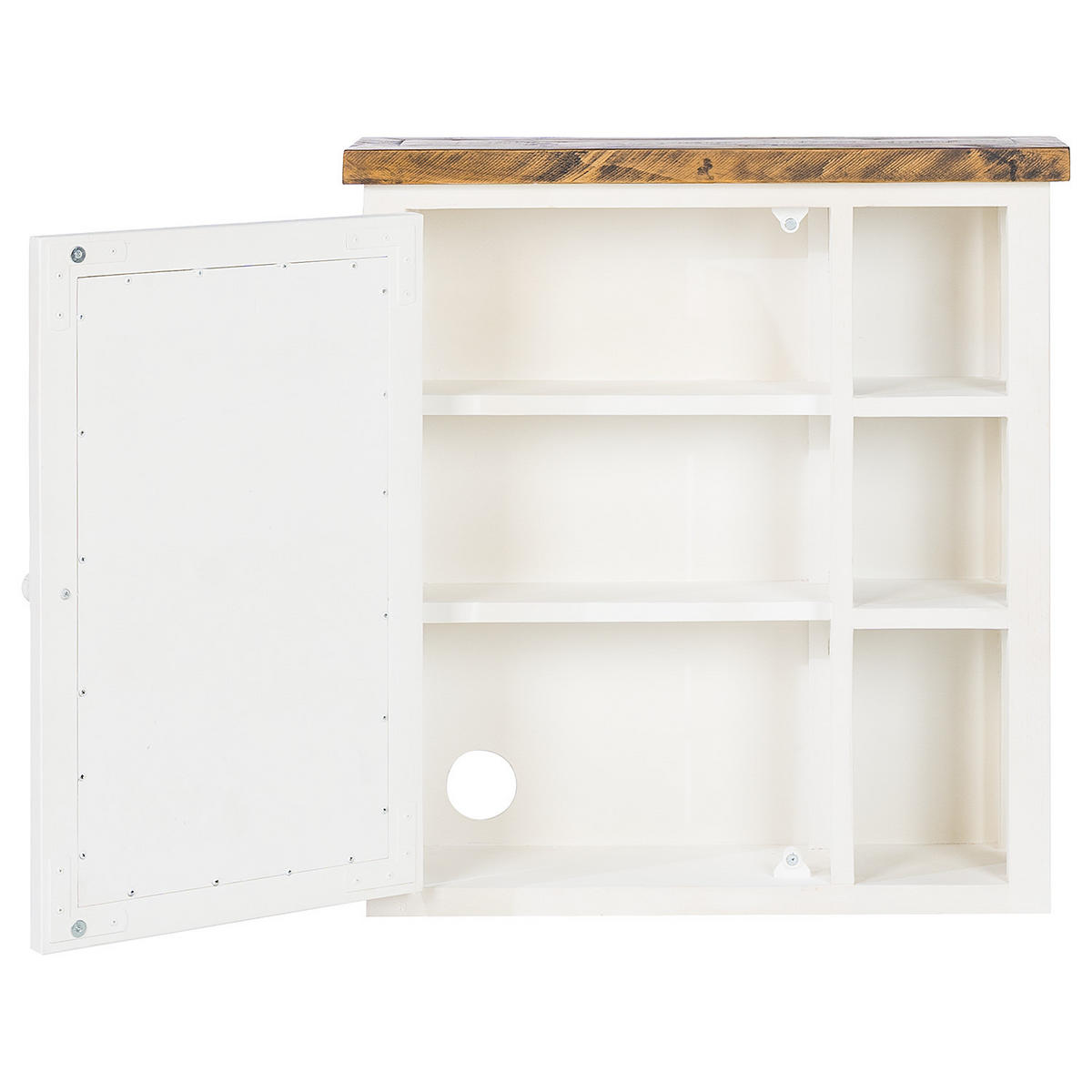 SPIEGELSCHRANK - Kiefer massiv - Weiß, Holz (70/75/20cm) - home24