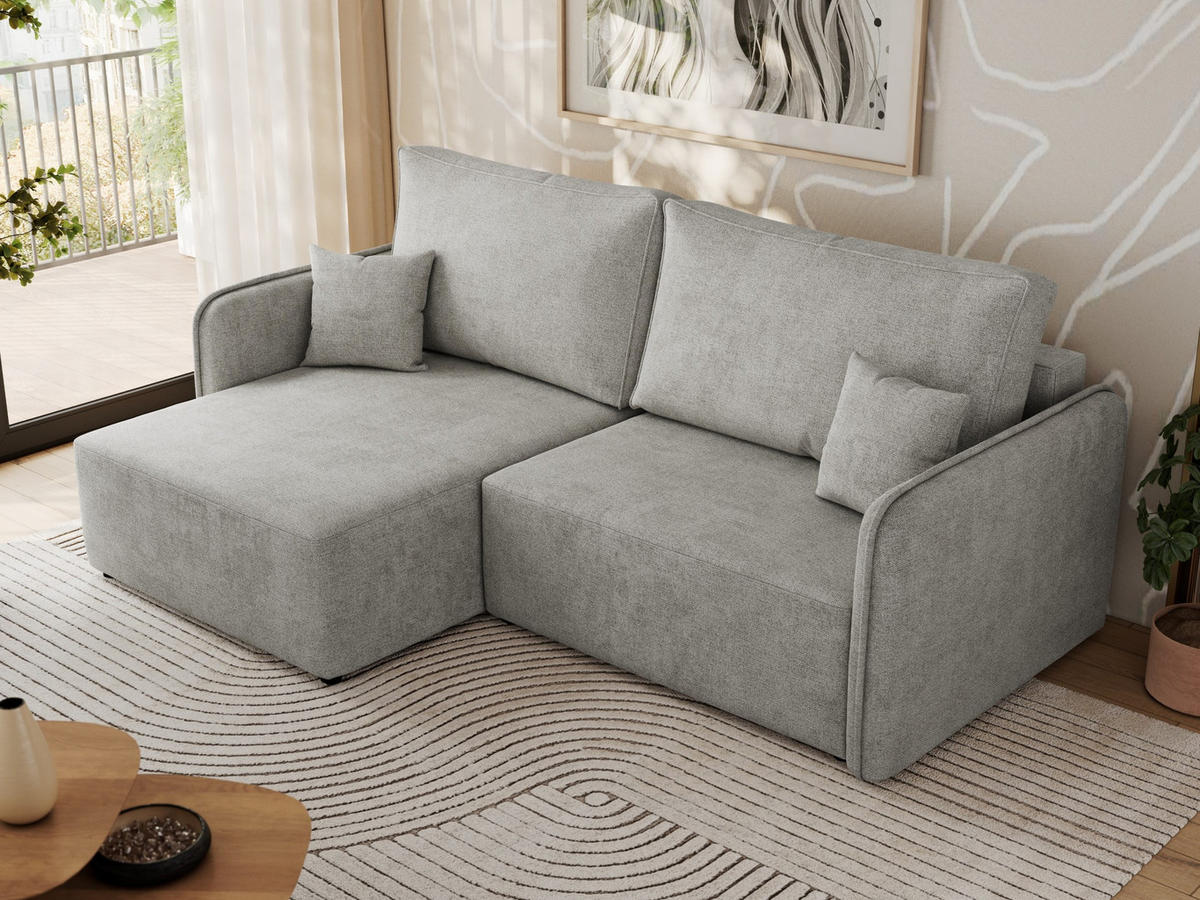 ECKSCHLAFSOFA MESTO L Hellgrau Struktur - links - Hellgrau/Schwarz, Kunststoff/Textil (227/147cm) - MKS