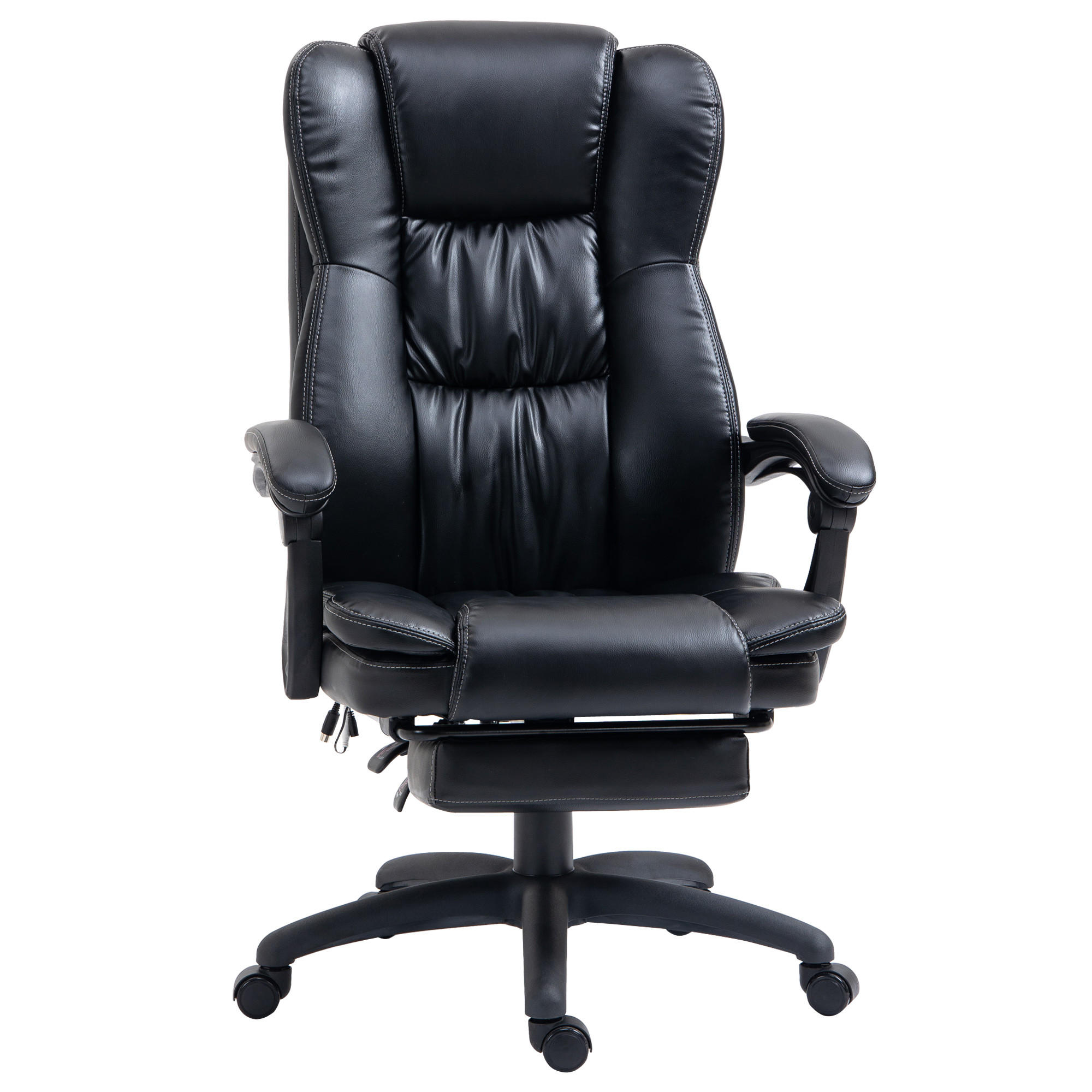 CHEFSESSEL DE-05266 Verstellbar, mit Fußstütze, Kopfstütze & Massage Schwarz - Schwarz, Metall (68.5/121/68.5cm) - ComfortXL