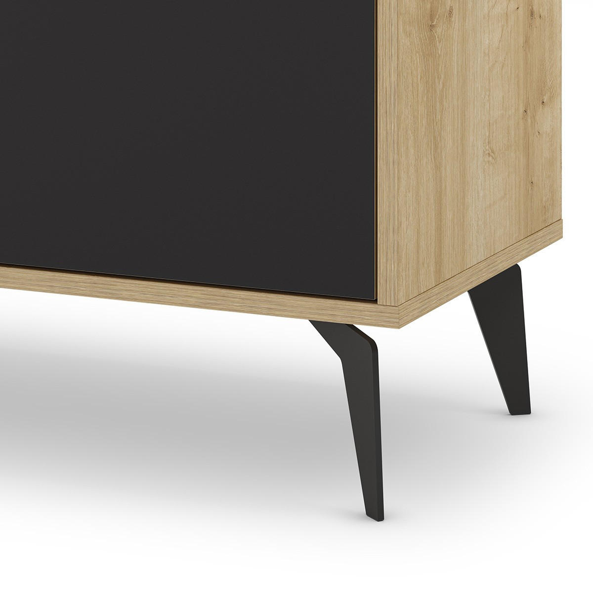 SIDEBOARD 3 Türen mit Metallfüßen B140 cm - FLORA - Eschefarben, Holzwerkstoff (40/79.3/140cm) - Calicosy