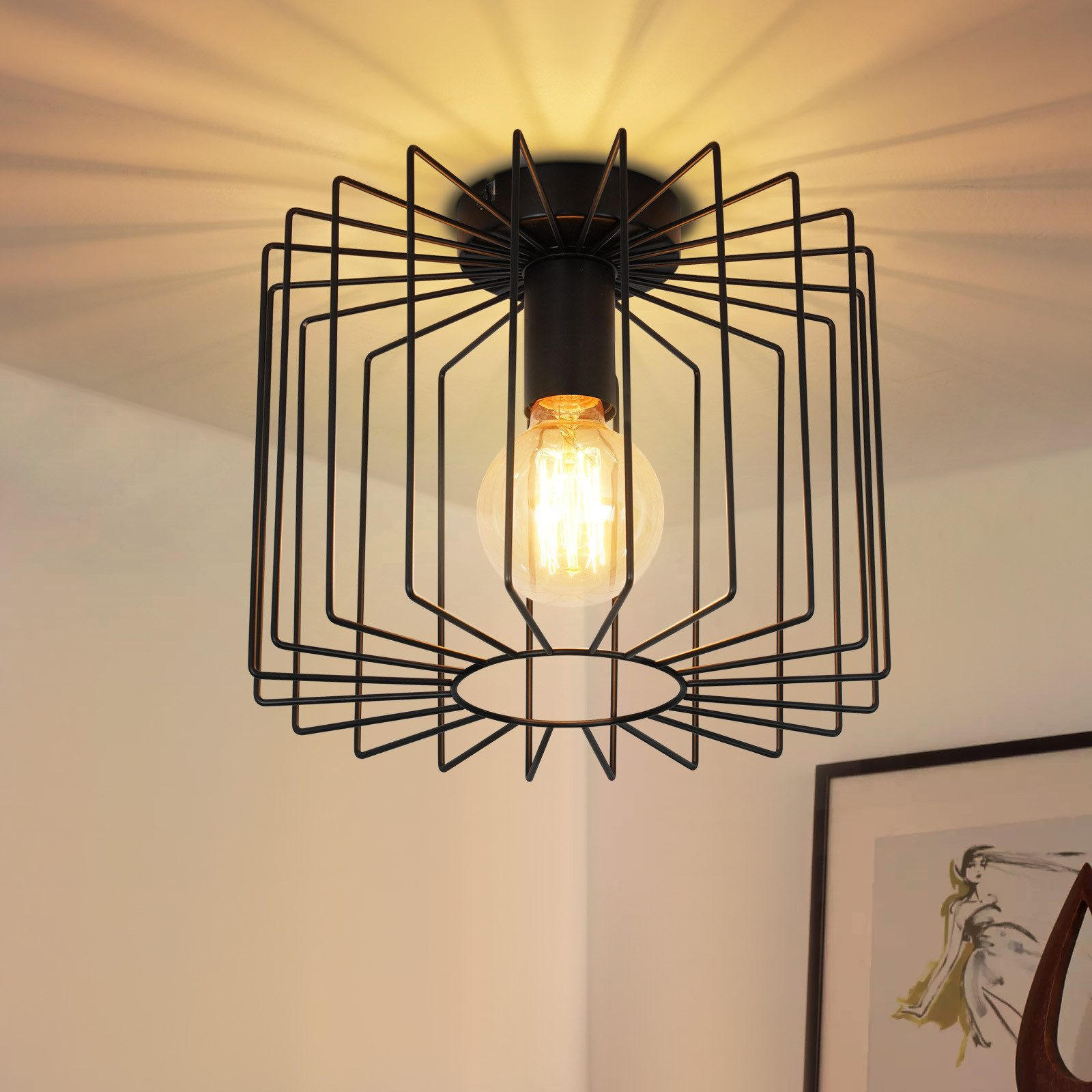 DECKENLEUCHTE Marez 27/27/22.5 cm - Schwarz, Metall (27/27/22.5cm) - Nettlife