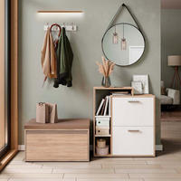 SCHUHKIPPER Orlando Sonoma 2 Teile, mit Sitzbank - Weiß/Sonoma Eiche, Holzwerkstoff (80/90/39cm) - Vicco