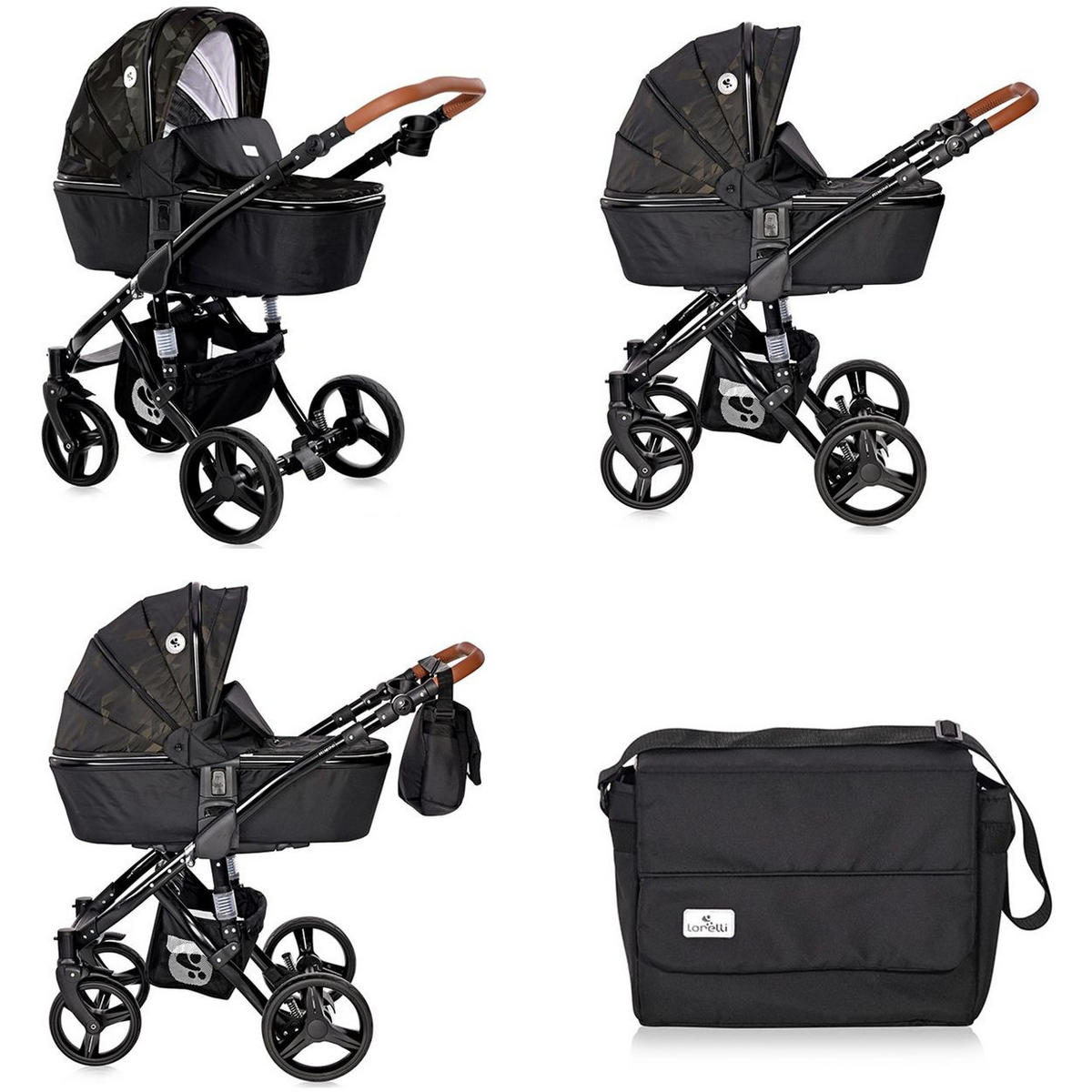 KOMBIKINDERWAGEN Rimini 2 in 1 grün Tragewanne, Sportsitz, Wickeltasche, Griff höhenverstellbar, Fußstütze - Schwarz, Metall (112/60/117cm) - Lorelli