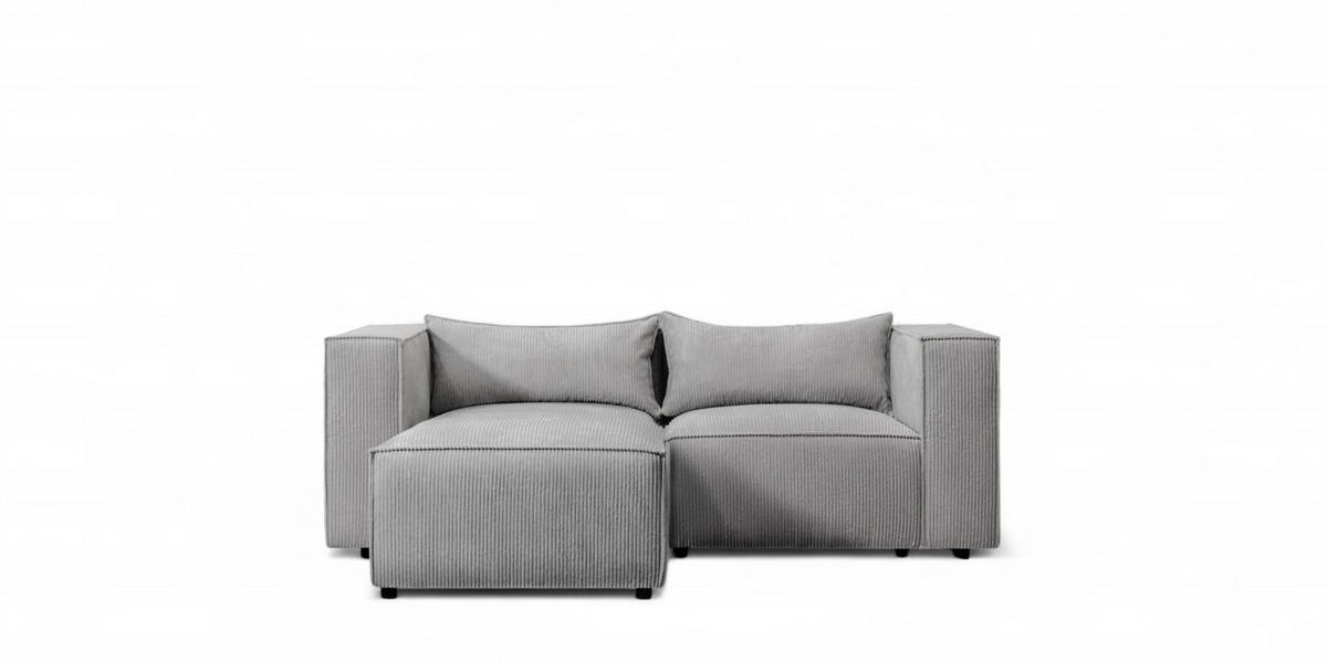 ECKSOFA Nevio Xs - Grau, Holzwerkstoff/Textil (185/210cm) - Fun Möbel