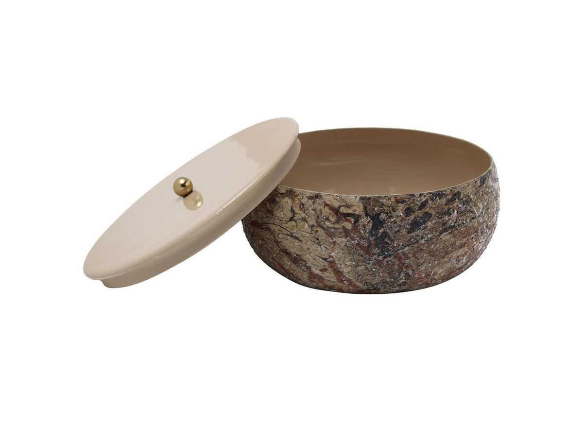 AUFBEWAHRUNGSBOX Mosaic Marble Braun 16.5/16.5/7.5 cm - Braun, Metall (16.5/7.5/16.5cm) - Present Time