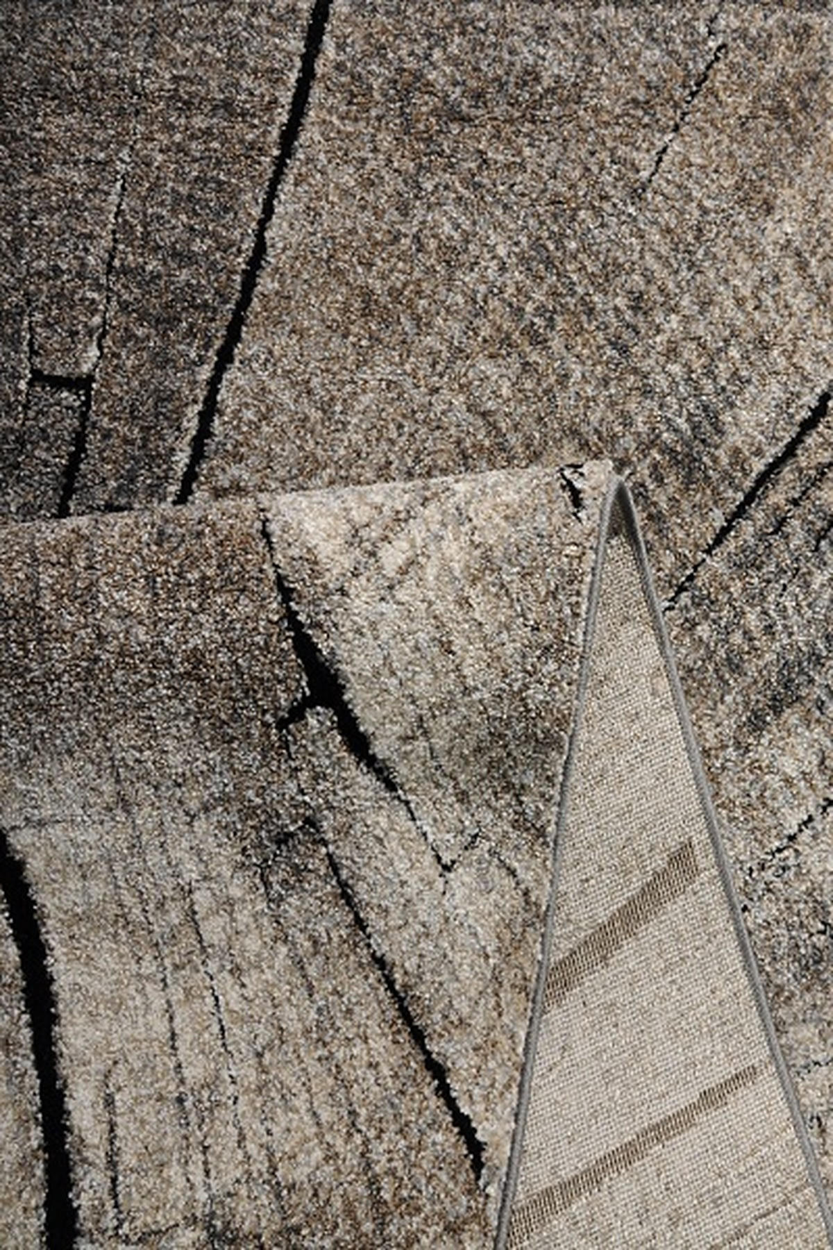 TEPPICH Kurzflor OGLIO Abstrakt Polypropylen-Polyester Natur 160 x 230 cm - Beige, Textil (160/230cm) - KADIMA DESIGN