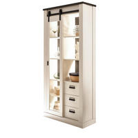 VITRINE weiß Pinie, anthrazit, Landhaus, Vitrinenschrank 93 x 201 cm - Anthrazit/Weiß, Holzwerkstoff/Metall (93/201/38cm) - Furn.Design