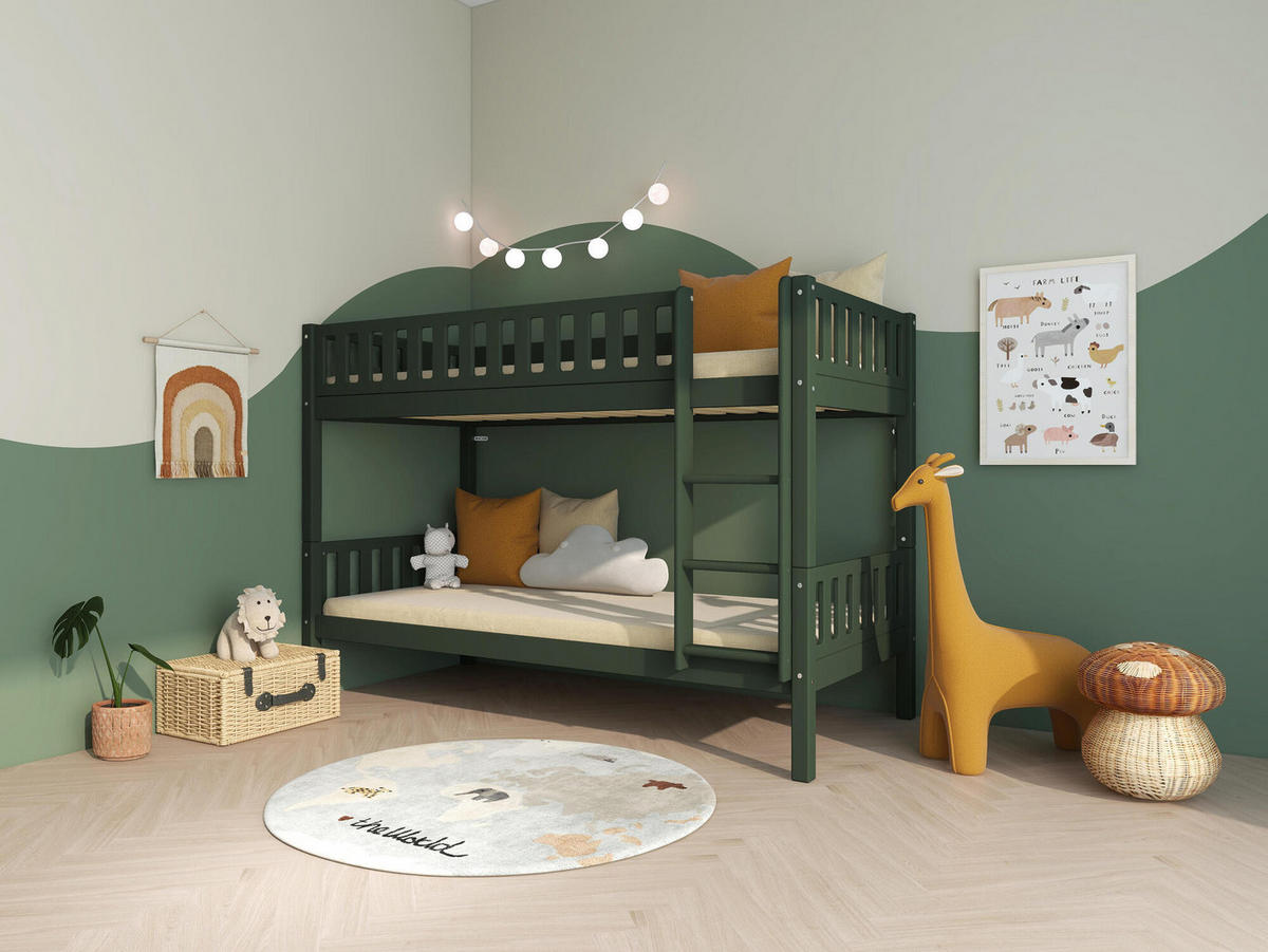 ETAGENBETT VIGGO Grün 208x102x144 cm - Grün, Holz - FURNLUX
