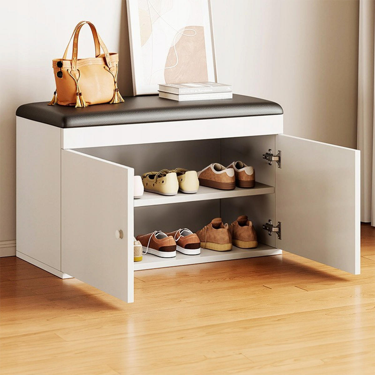 SCHUHSCHRANK, weiß 60x35x32 cm - Weiß, Holzwerkstoff (60/35/32cm)