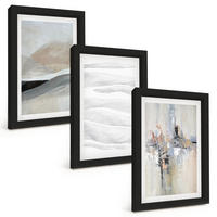 BILDER SET 3er Set - 20x30 cm Schwarzer Rahmen - Abstrakte Erdmuster - Schwarz, Kunststoff (20/30cm) - TULUP