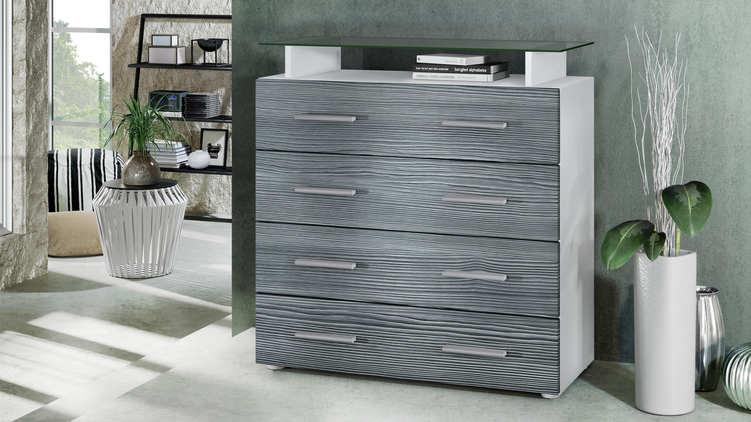 KOMMODE Pavos Avola-Anthrazit - Anthrazit, Holzwerkstoff (76/81/35cm) - Vladon
