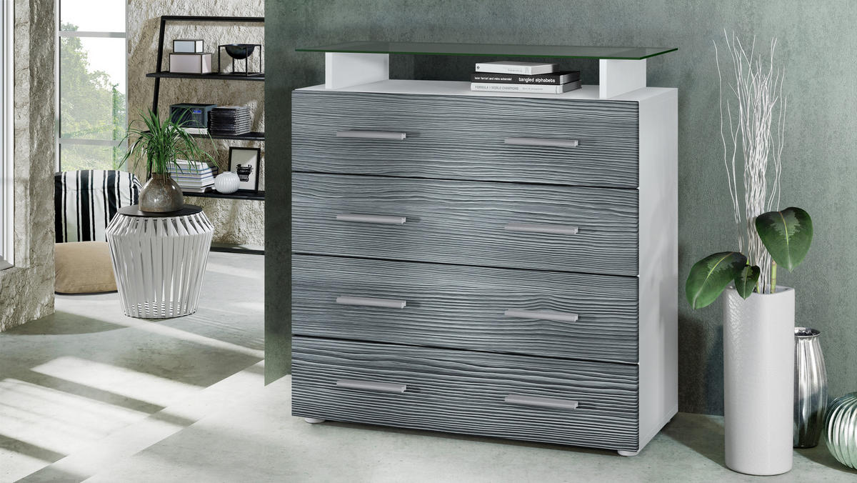 KOMMODE Pavos Avola-Anthrazit - Anthrazit, Holzwerkstoff (76/81/35cm) - Vladon