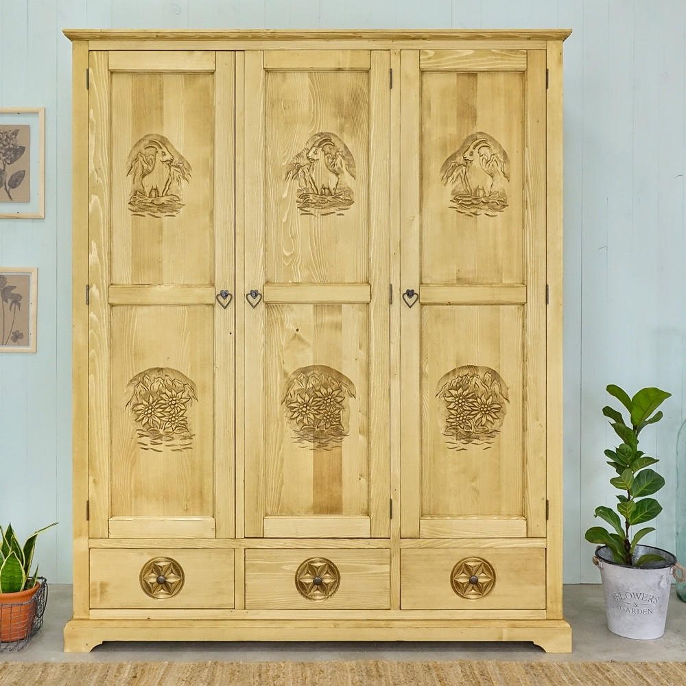 KLEIDERSCHRANK aus Massivholz JAGNA - Honig, Holz (159/200/65cm) - Seart