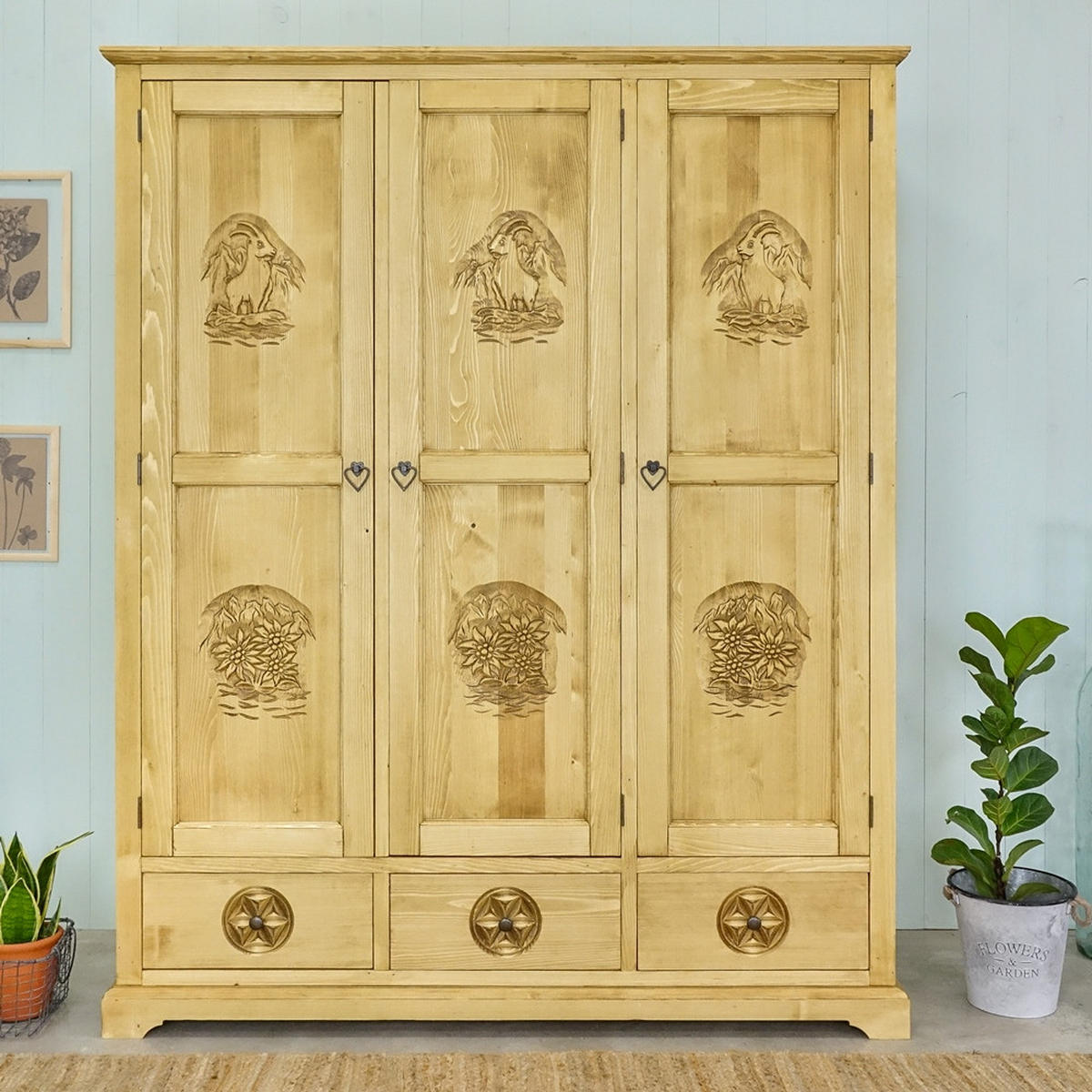 KLEIDERSCHRANK aus Massivholz JAGNA - Honig, Holz (159/200/65cm) - Seart