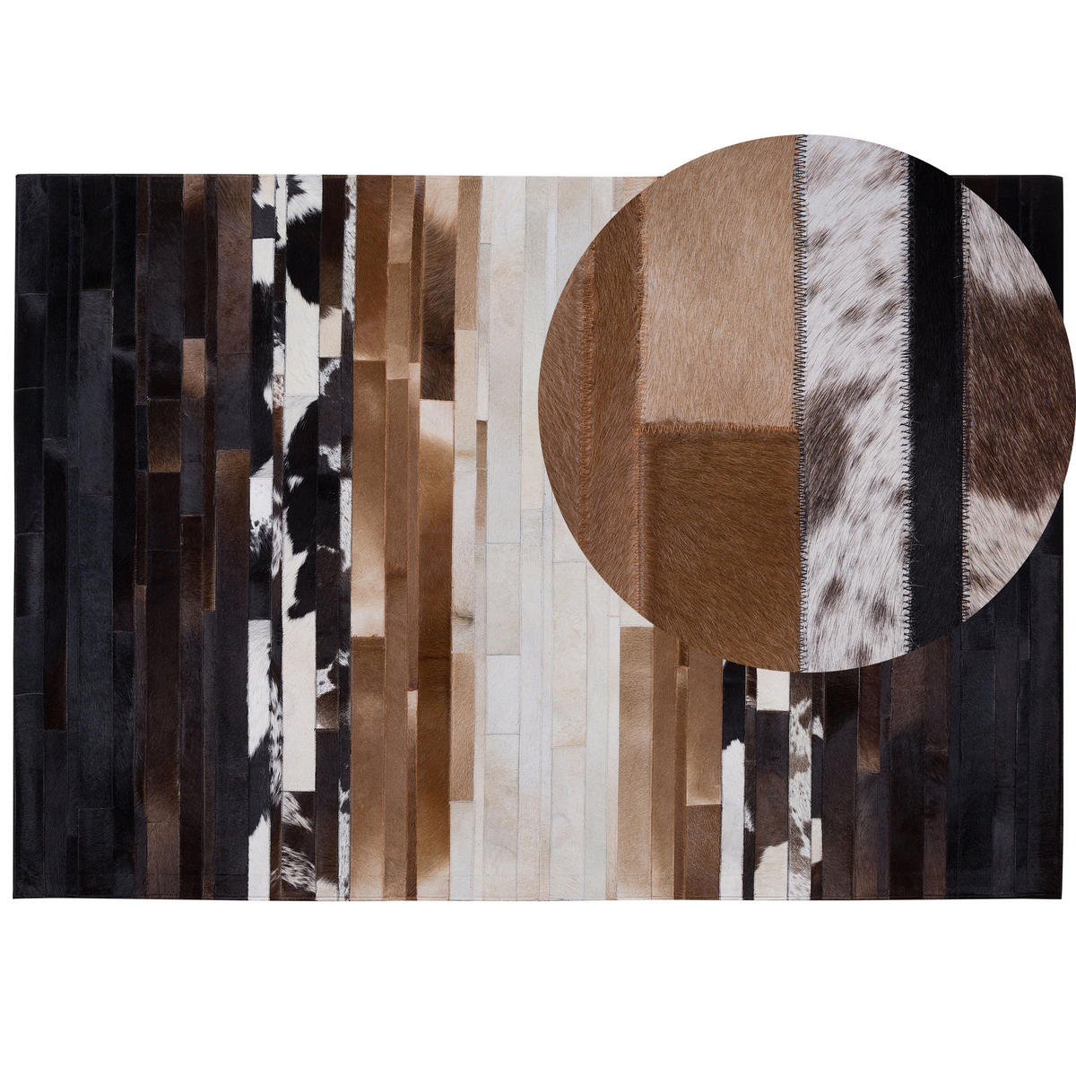 KURZFLOR-TEPPICH Dalyan 230/160 cm - Multicolor, Fell (160/230cm) - Beliani