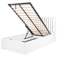 POSTEL s úložným prostorem 90/200 cm MDF deska Krémově bílá Rouvillers - krémová, dřevo (90/200cm) - Beliani