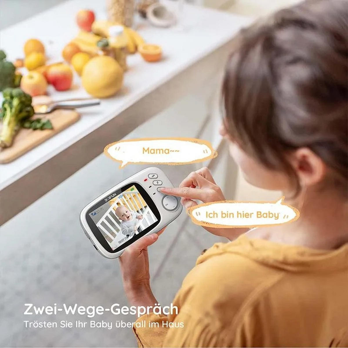 BABYPHONE 3,2-Zoll Nachtsicht Kamera, Weiß - Weiß, Kunststoff - Kaket