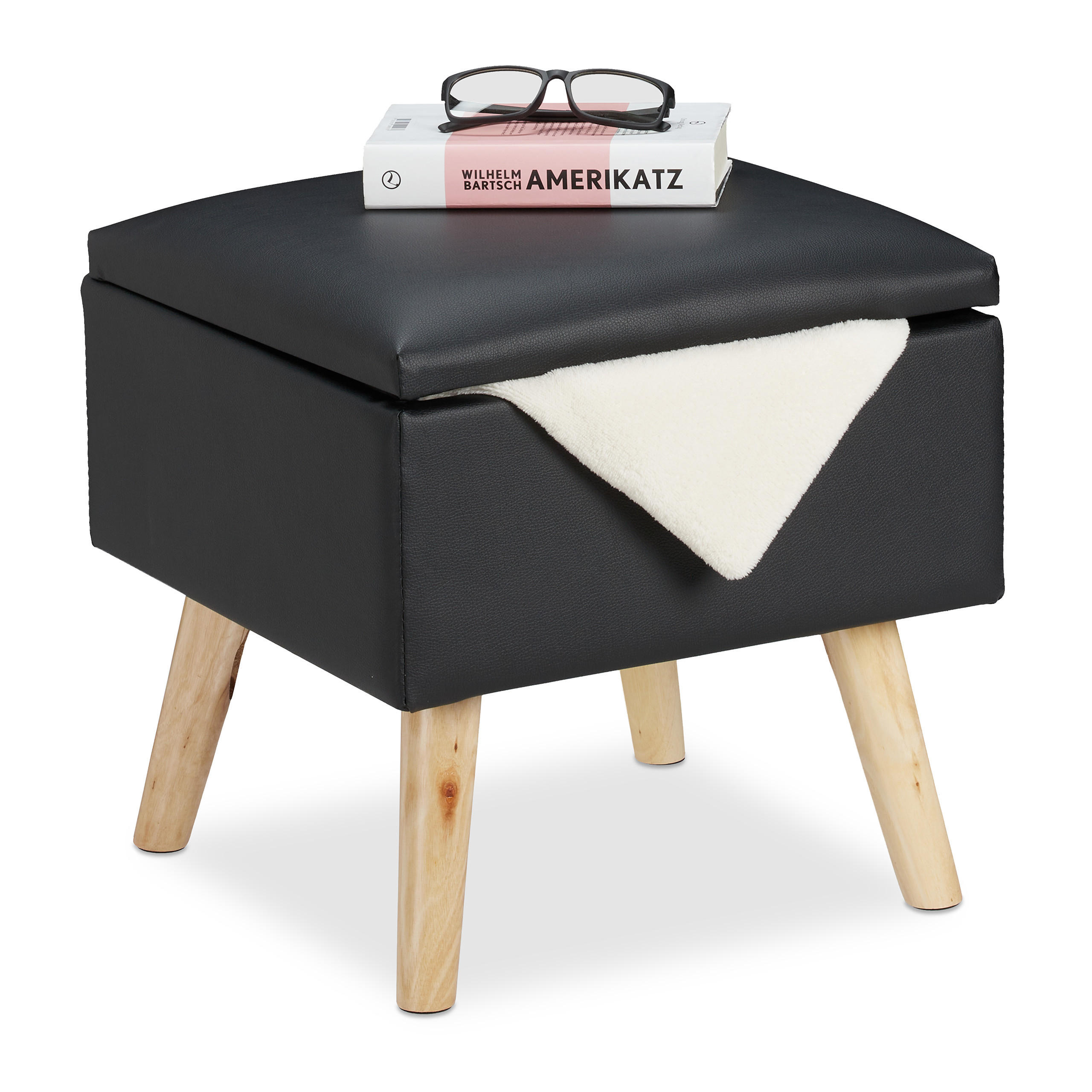 SITZHOCKER - Multicolor, Holz/Holzwerkstoff (40/40/40cm) - Relaxdays