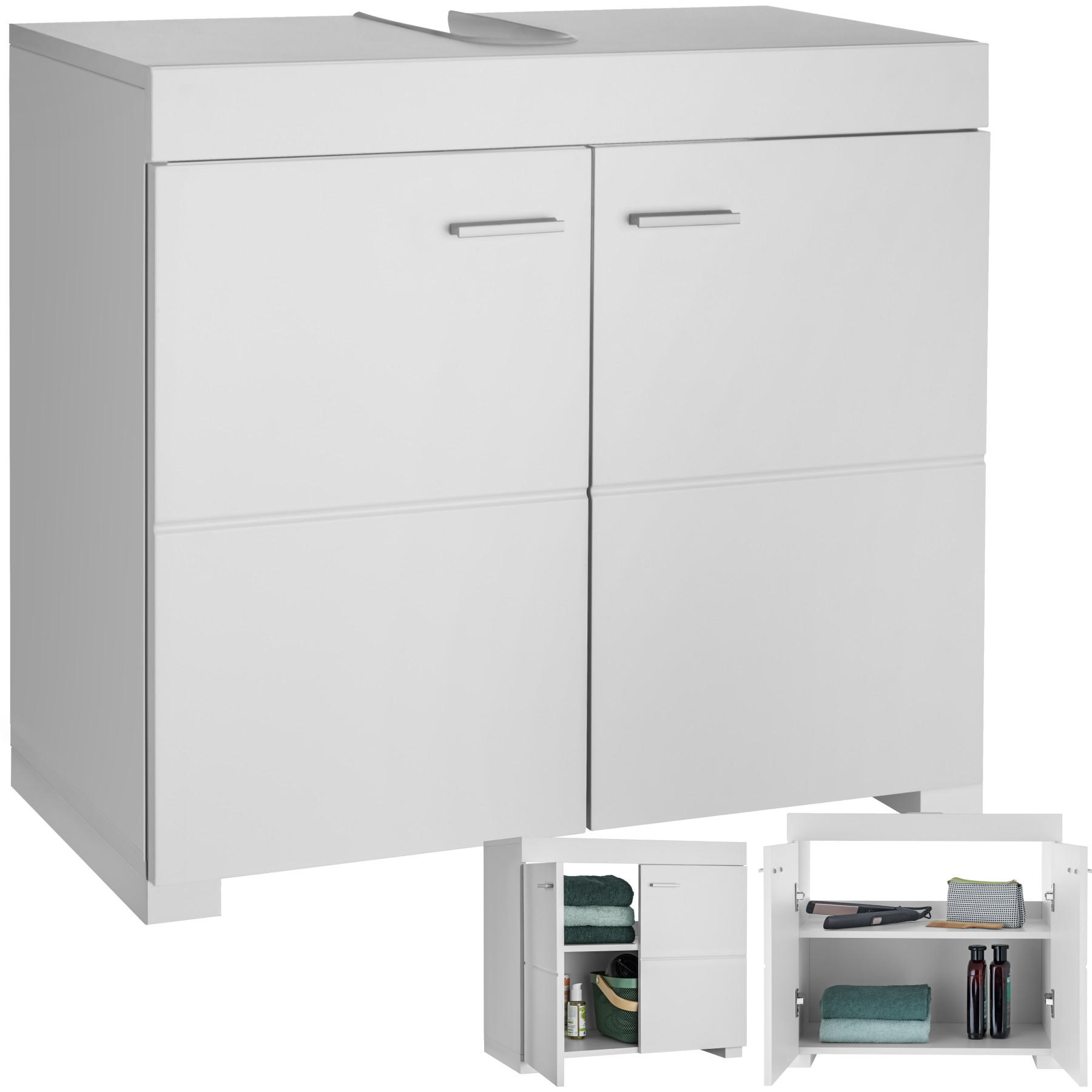 WASCHBECKENUNTERSCHRANK Idris,60 x 35 x 56 cm,weiß - Weiß, Holzwerkstoff (60/56/35cm) - tectake