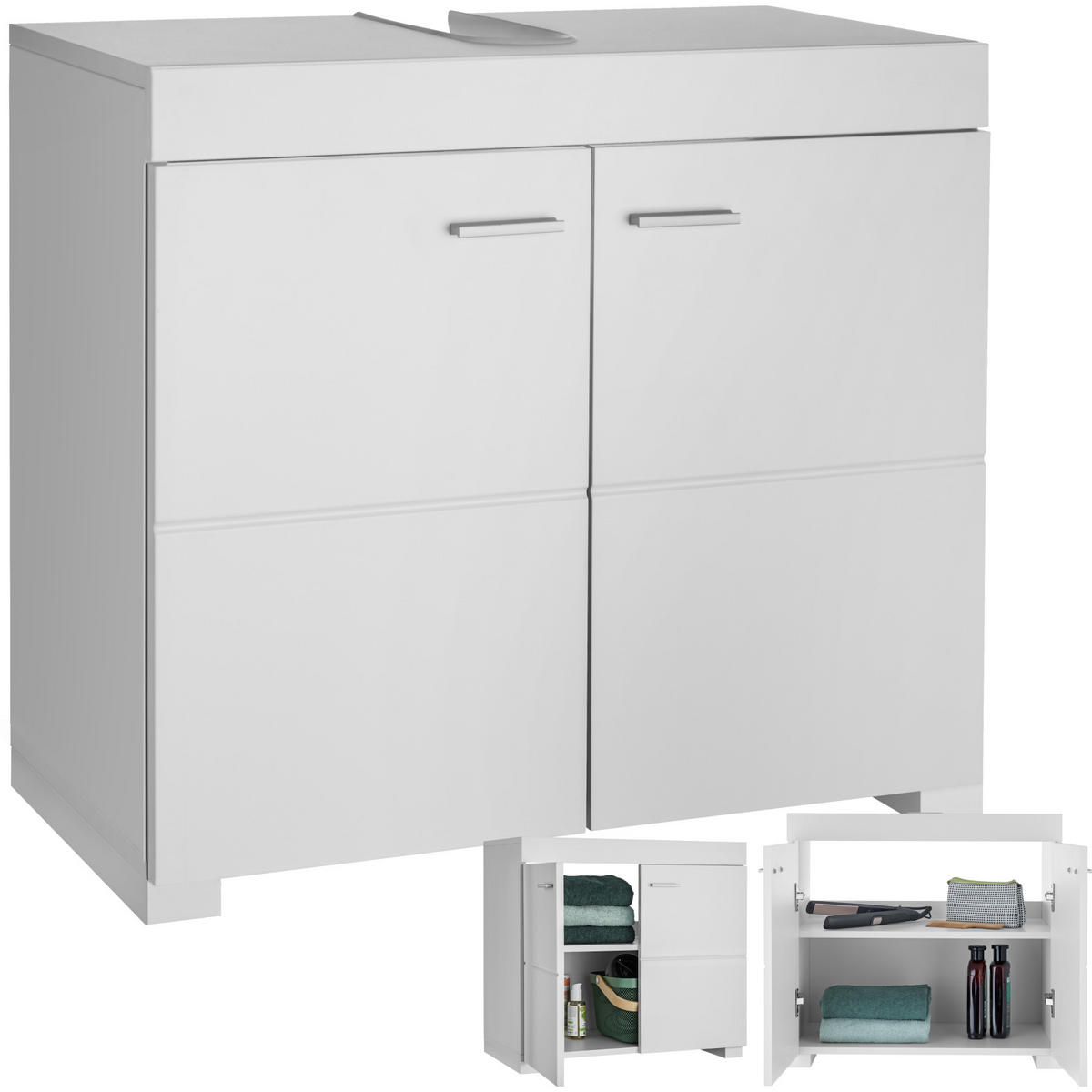 WASCHBECKENUNTERSCHRANK Idris,60 x 35 x 56 cm,weiß - Weiß, Holzwerkstoff (60/56/35cm) - tectake