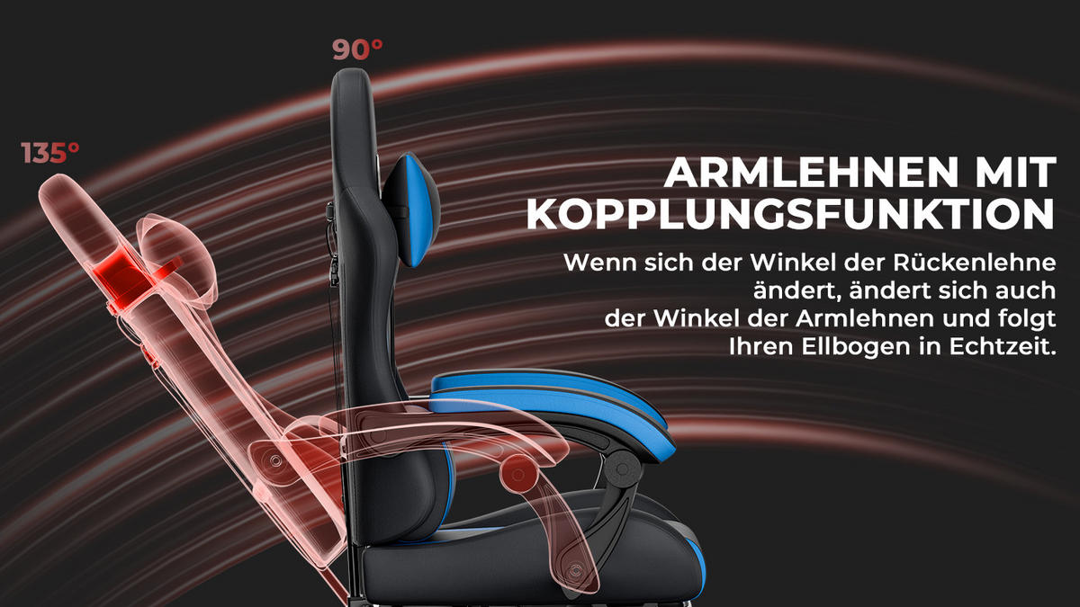 GAMINGSTUHL Schwarzblau 58,5/63/120,5 cm - Schwarz, Metall (58.5/120.5/63cm) - PANGIVO