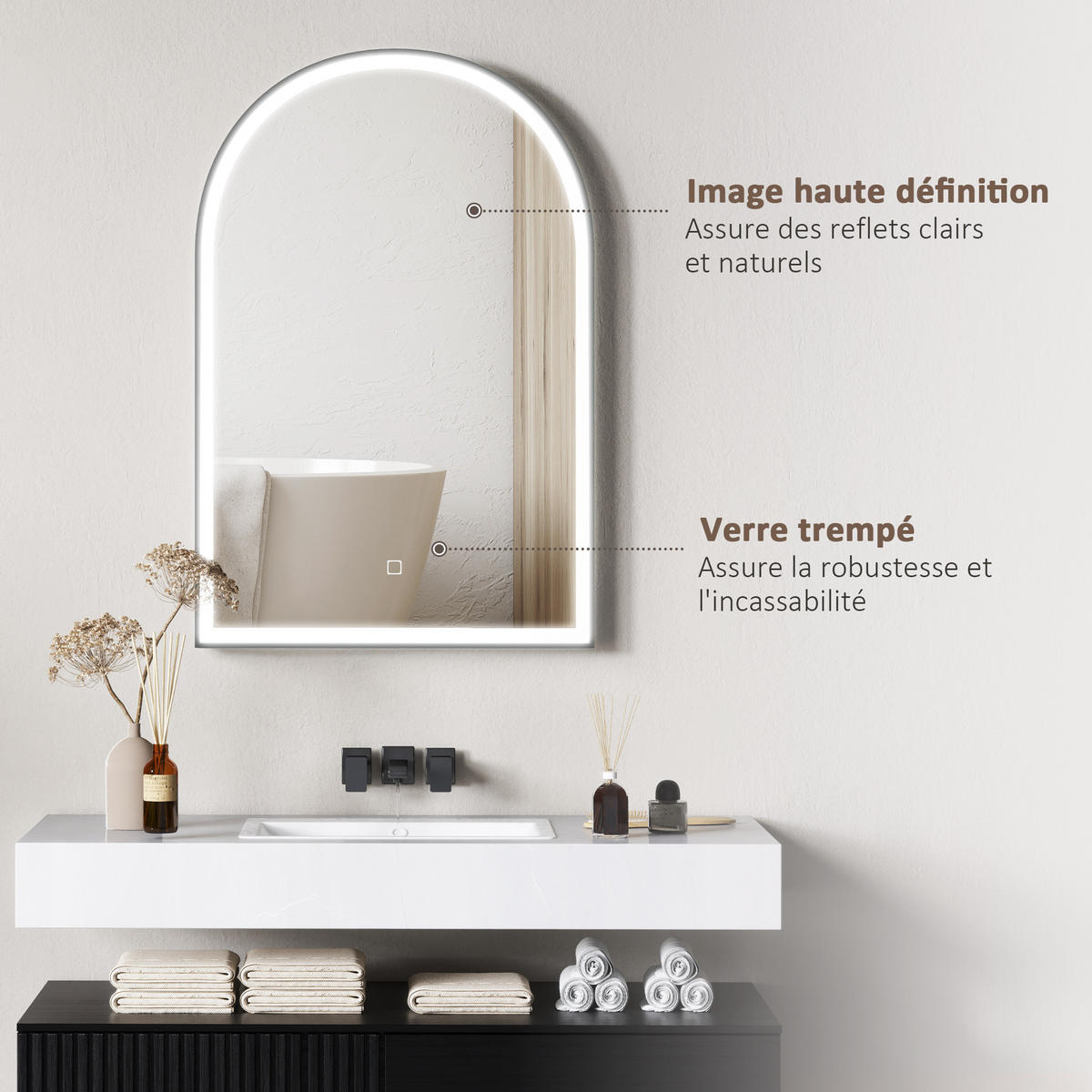 LED-BADEZIMMERSPIEGEL 90/60 cm - Silberfarben, Glas (90/60/3cm)