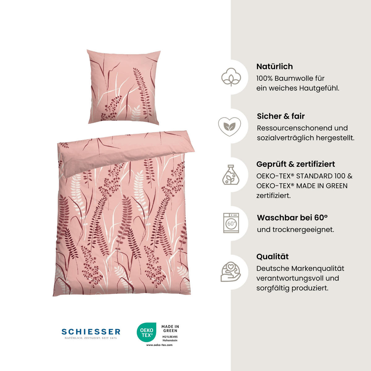 BETTWÄSCHESET Annic - Renforcé - 2-teilig - 155 x 220 cm - Rosa - Rosa, Textil (155/220cm) - SCHIESSER