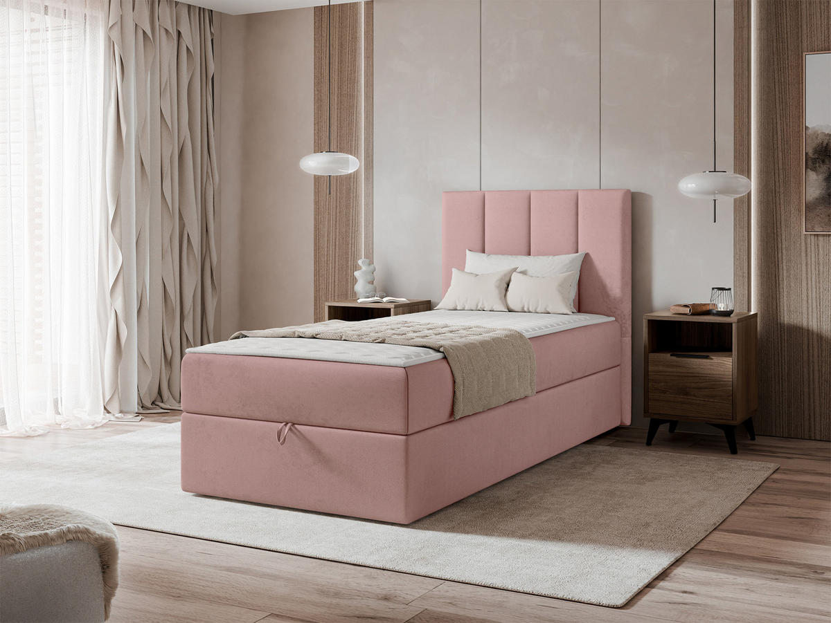 BOXBETT Rebos Single - H3 - Rosa, Holz/Textil (100/200cm) - MIRJAN24