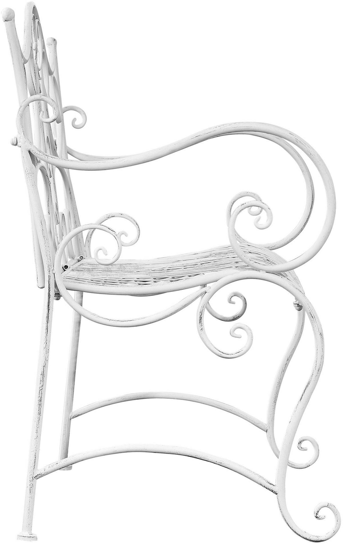 GARTENBANK Todor Metall Antik weiß 113x47x89cm Metallbank - Weiß, Metall (113/89/47cm) - DELUKE