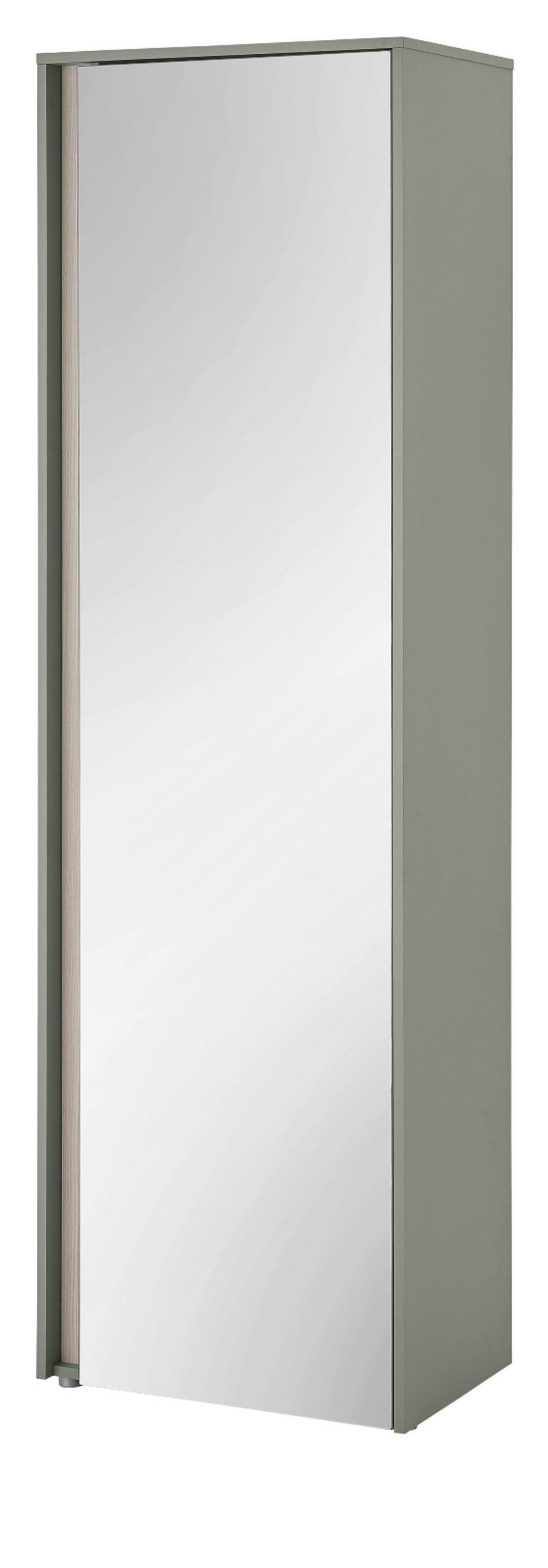 GARDEROBENSCHRANK in Salbei Grün mit Eiche, Flurschrank mit Spiegel, 60 x 200 cm - Salbeigrün/Eichefarben, Glas/Holz (60/200/40cm) - Furn.Design