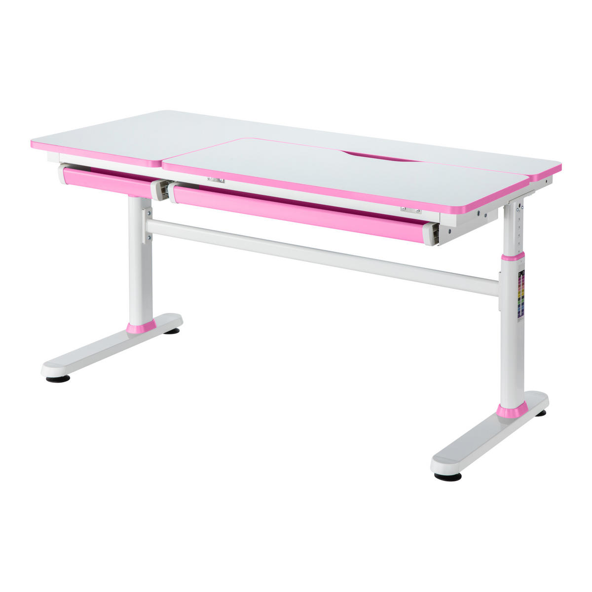 SCHÜLERSCHREIBTISCH Sauda - Pink/Weiß, Holzwerkstoff/Kunststoff (120/76/60cm) - [en.casa]