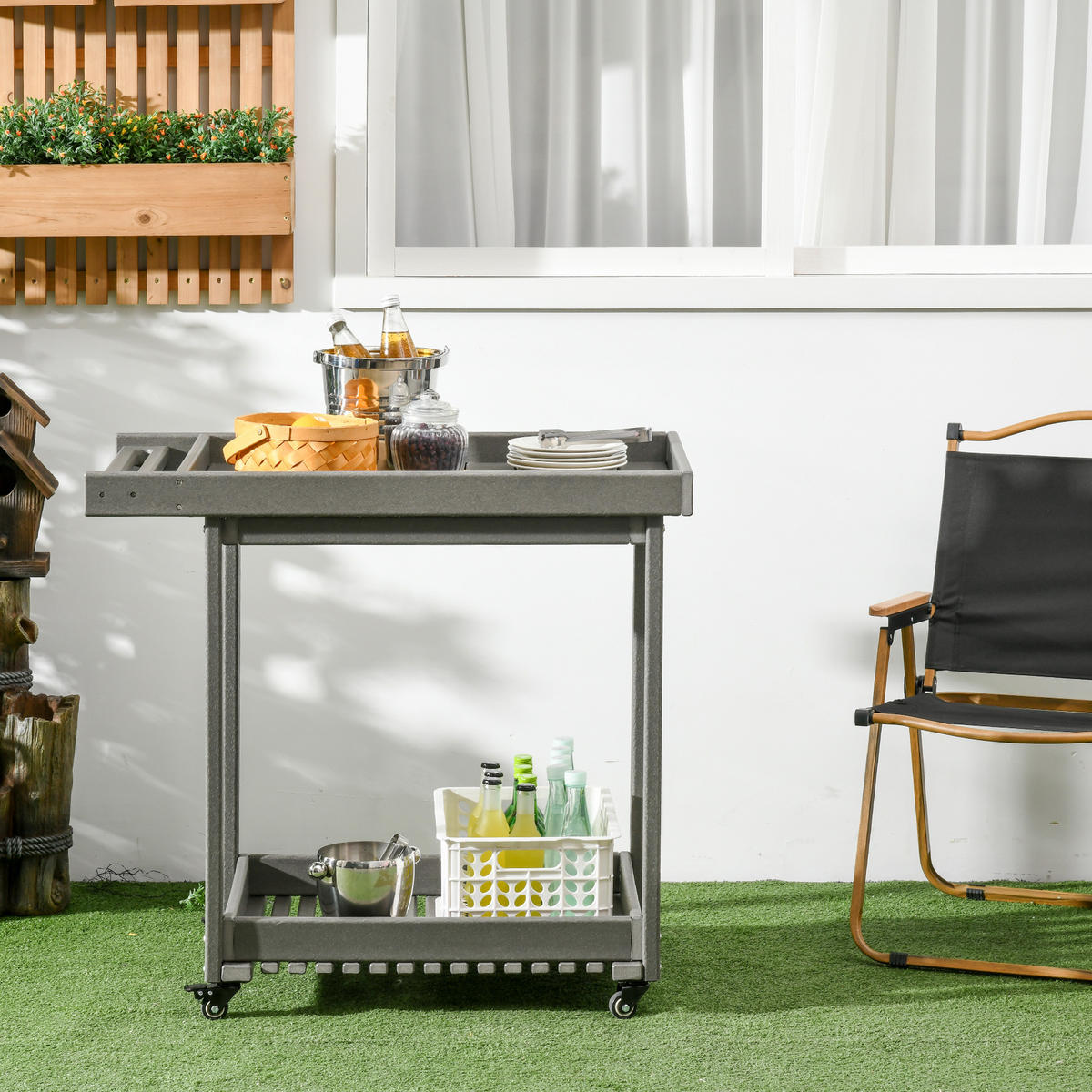 SERVIERWAGEN, HDPE, Dunkelgrau - Dunkelgrau, Kunststoff (50/80/87cm) - Outsunny
