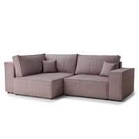 ECKSOFA MIT SCHLAFFUNKTION Tonga Lila Samtstoff - Flieder/Schwarz, Holz/Holzwerkstoff (105/225cm) - Maison de Reve