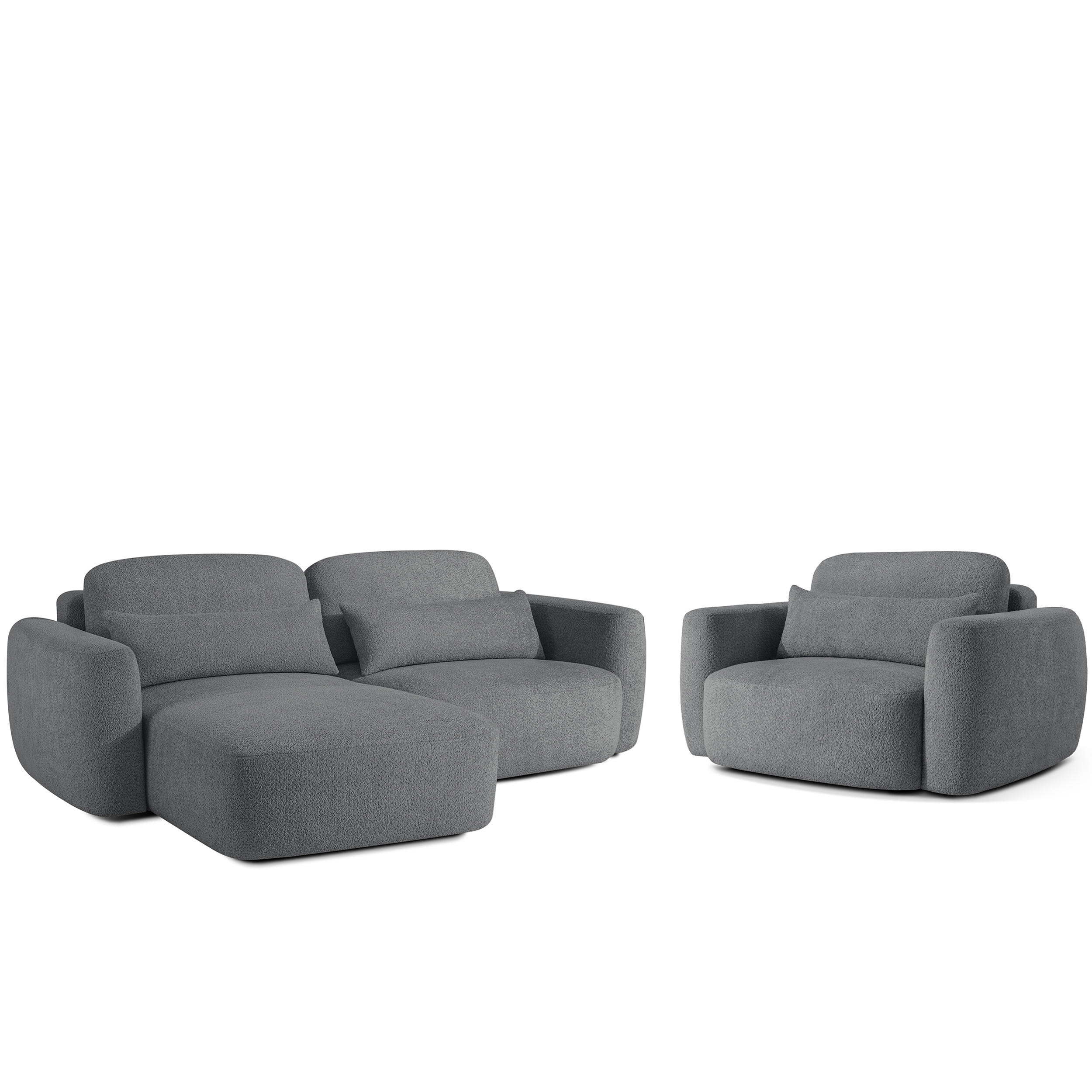 SITZGARNITUR ELOSA - Dunkelgrau, Holz/Textil (245/85/165cm) - KONSIMO®