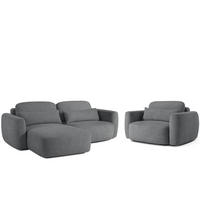 SITZGARNITUR ELOSA - Dunkelgrau, Holz/Textil (245/85/165cm) - KONSIMO®