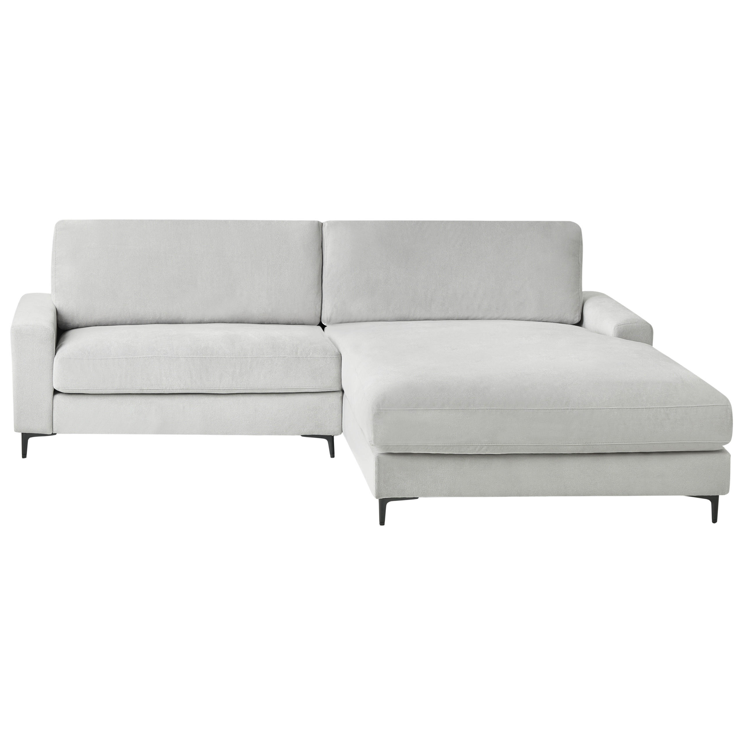3-SITZER-ECKSOFA Hellgrau rechtsseitig Maloy - Schwarz/Grau, Textil (272/189cm) - Beliani