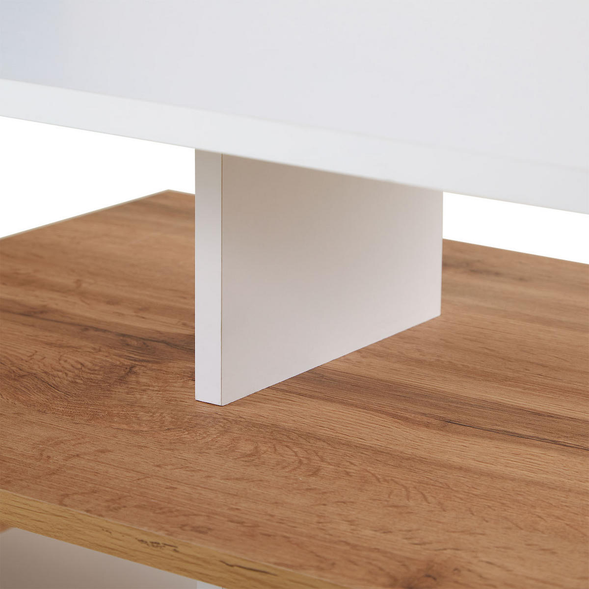 COUCHTISCH rechteckig Weiß, Natur 90/41/50 cm - Weiß/Naturfarben, Holzwerkstoff (50/90/41cm) - Homestyle4u